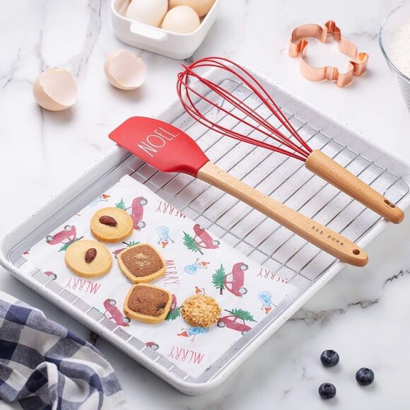 Rae Dunn 4-PC NOEL Baking Set Christmas Gift Spatula Baking Pan Whisk Recipe Red - Picture 1 of 10